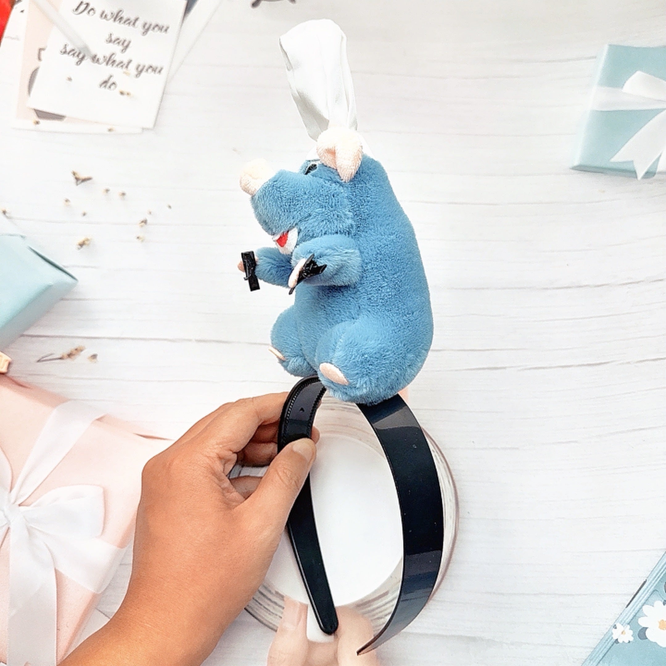 Fuzzy Mouse Headband for Women Halloween Cosplay Hair Accessory Fall Winter