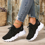 Women's White Breathable Mesh Low-Top Running Shoes for Casual and Travel