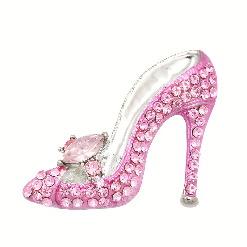 Rhinestone-Studded High Heel Brooch Pin with Sparkling Finish for Women