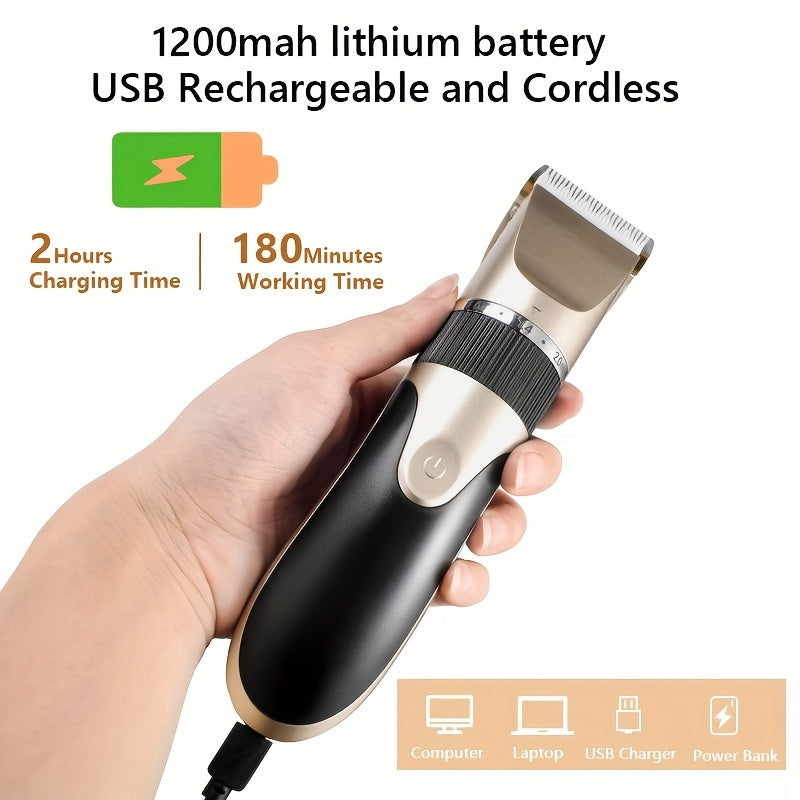 USB rechargeable digital hair trimmer with ceramic blade for men's haircuts