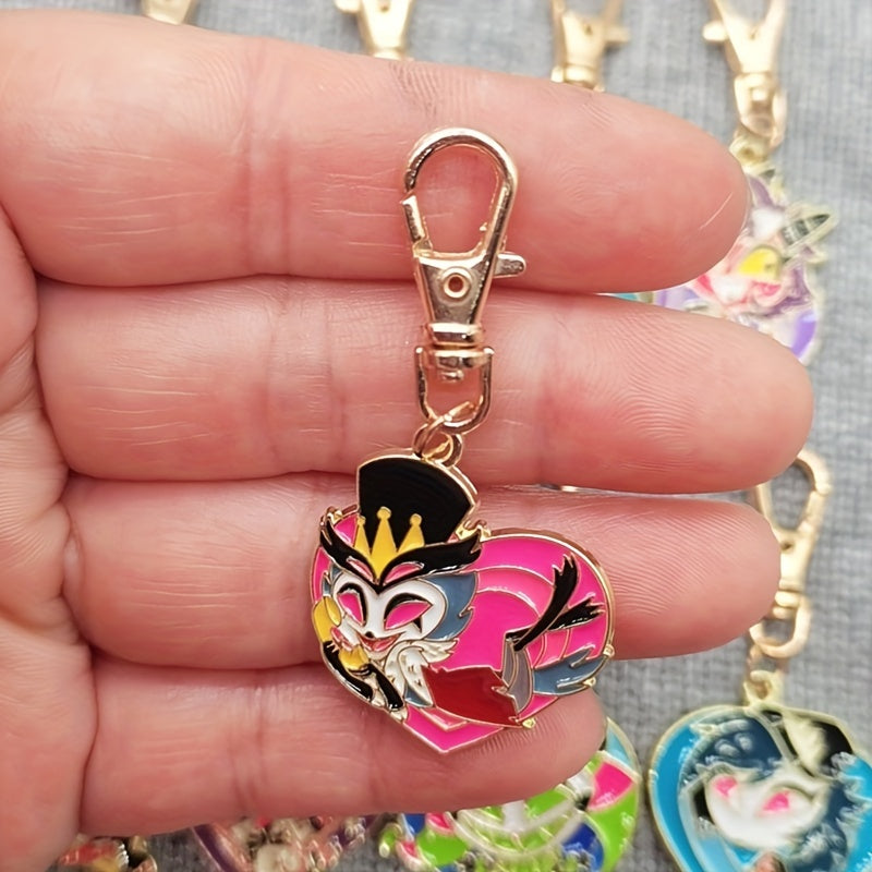 Juego de 10 llaveros de animales de dibujos animados coloridos de ganchillo con mosquetón para mujeres y niñas