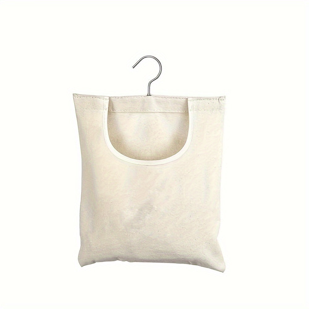 Organizador de almacenamiento colgante rectangular beige 32x27cm Bolsa multiusos de tela de lienzo para lavandería y decoraciones
