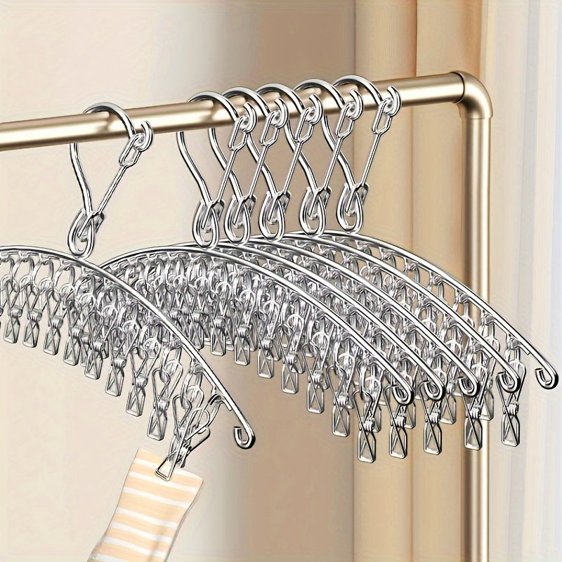 Metal Folding Drying Rack with Clips for Laundry Socks Underwear and Hats Space Saving Rustproof Organizer