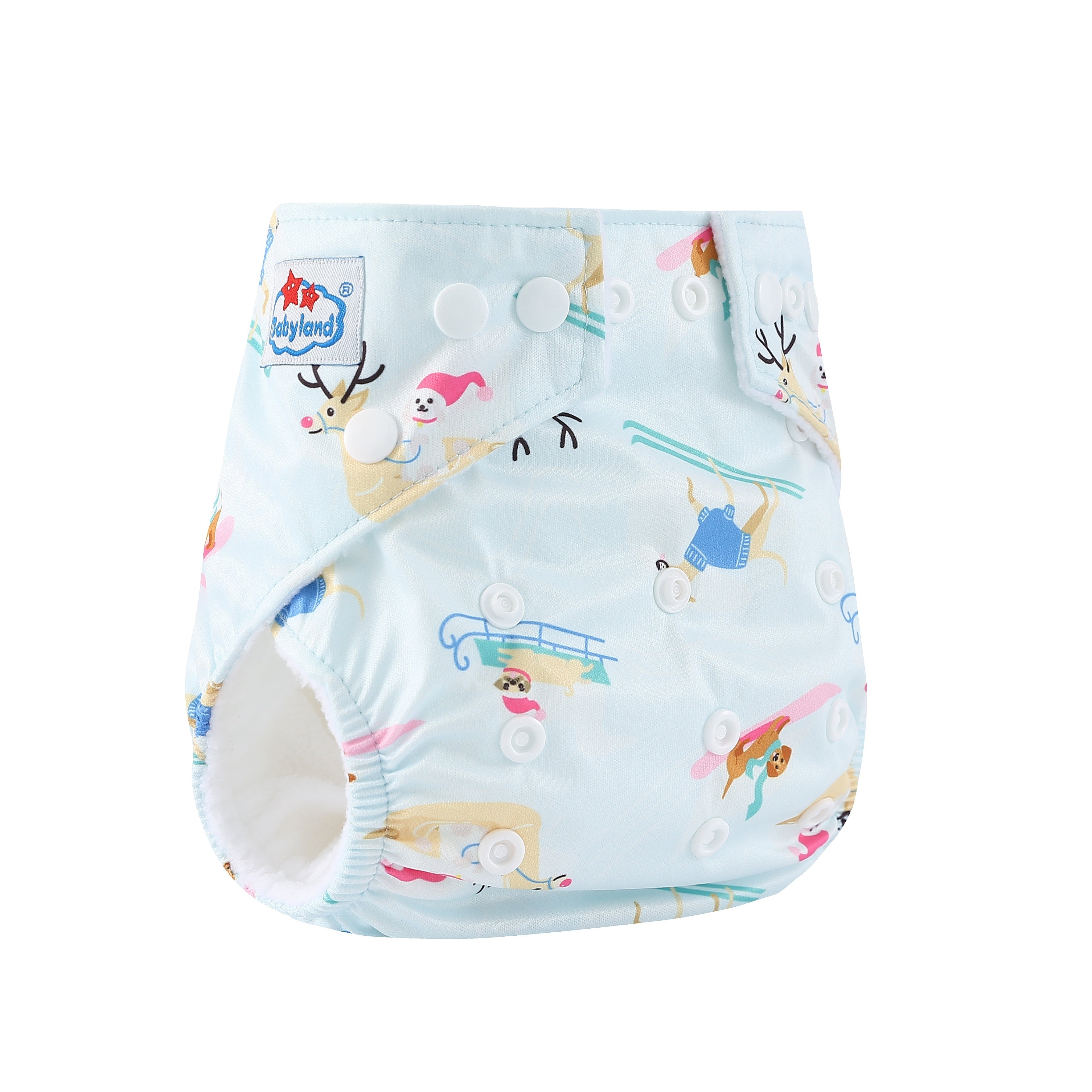 Reusable Cloth Diapers for Babies Waterproof Highly Absorbent Adjustable Fit 2.27-14.97kg Pocket Style Light Blue Dark Brown Purple