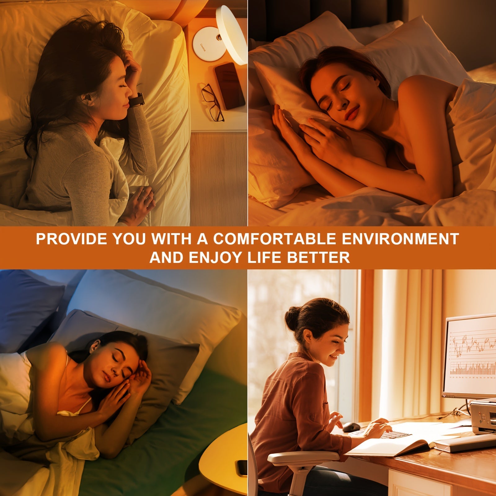 Lámpara de terapia de luz ámbar de mesa con temporizador y brillo ajustable para estudio, relajación, sueño, oficina, dormitorio