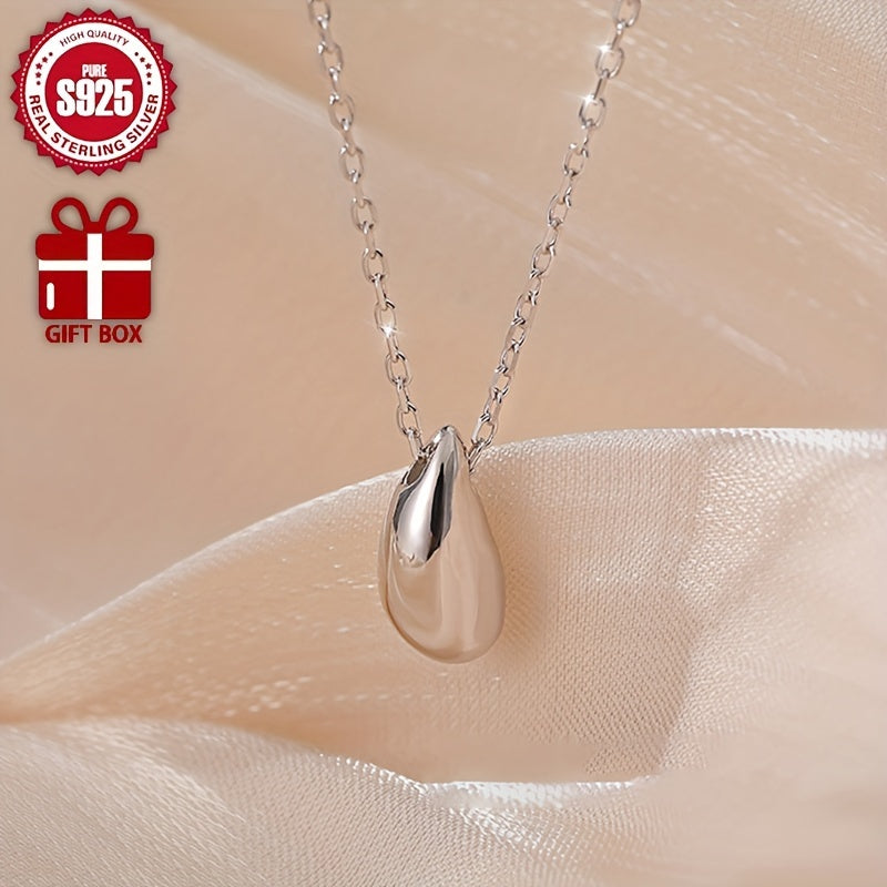 Sterling Silver Teardrop Pendant Necklace with 18K Gold Plating Hypoallergenic Gift Box