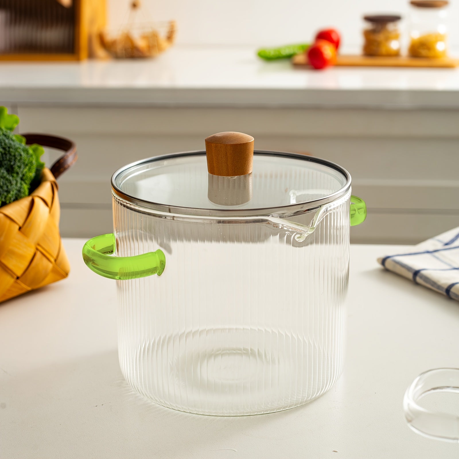 Набор стеклянных кастрюль для готовки 2 предмета с крышками для супов, пасты и молочных блюд