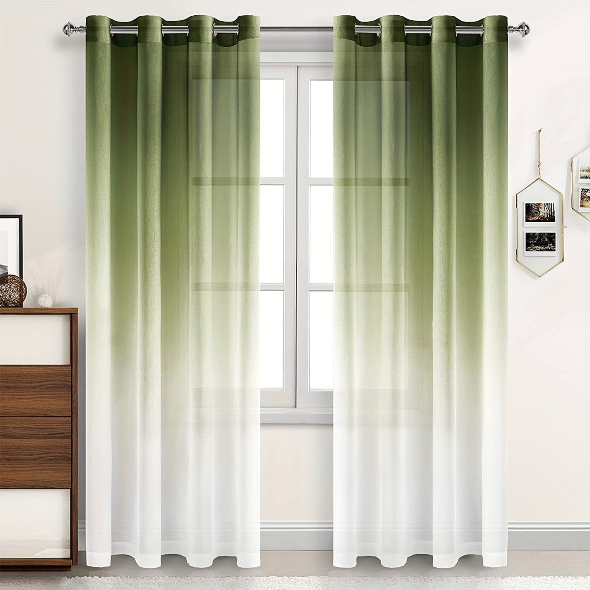 Sheer Gradient Curtain Panel for Living Room Bedroom Kitchen Bathroom Decor
