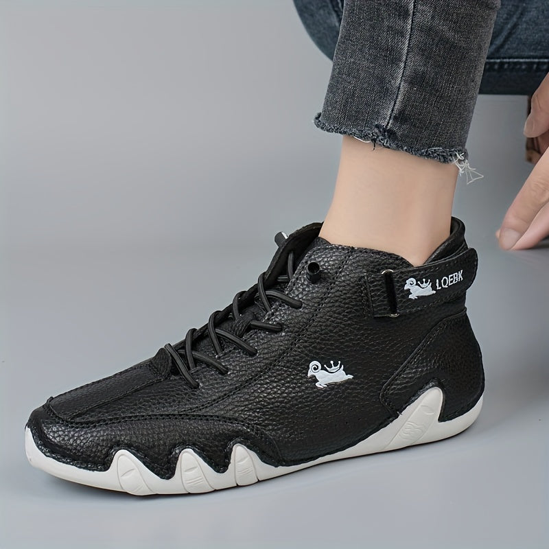 Women's Leather Low-Top Lace-Up Boots Comfortable All-Season Trendy