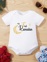 Unisex Baby Cotton Knit Onesie Short Sleeve Crew Neck Button Front Summer Casual