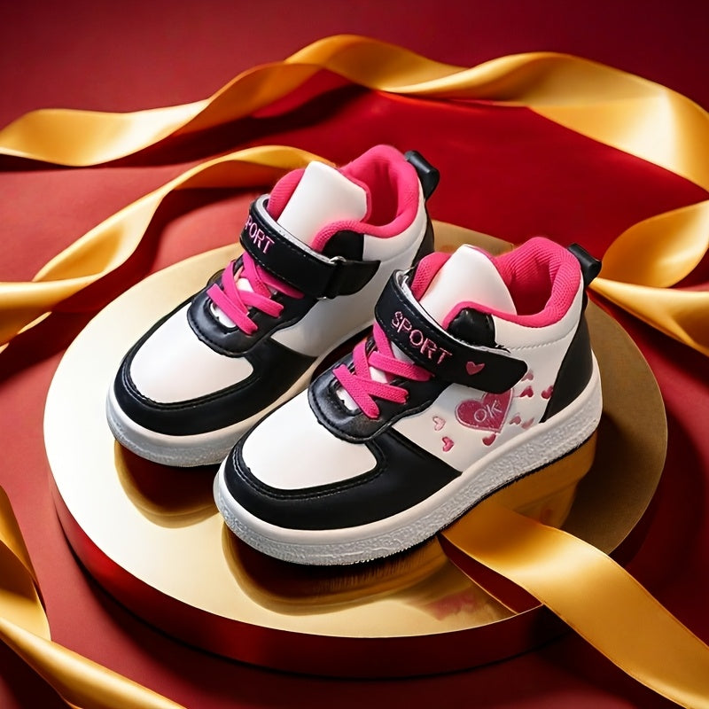 Girls' Embellished High Top Skate Shoes Lightweight Anti-Slip Casual Sneakers for Outdoor Walks