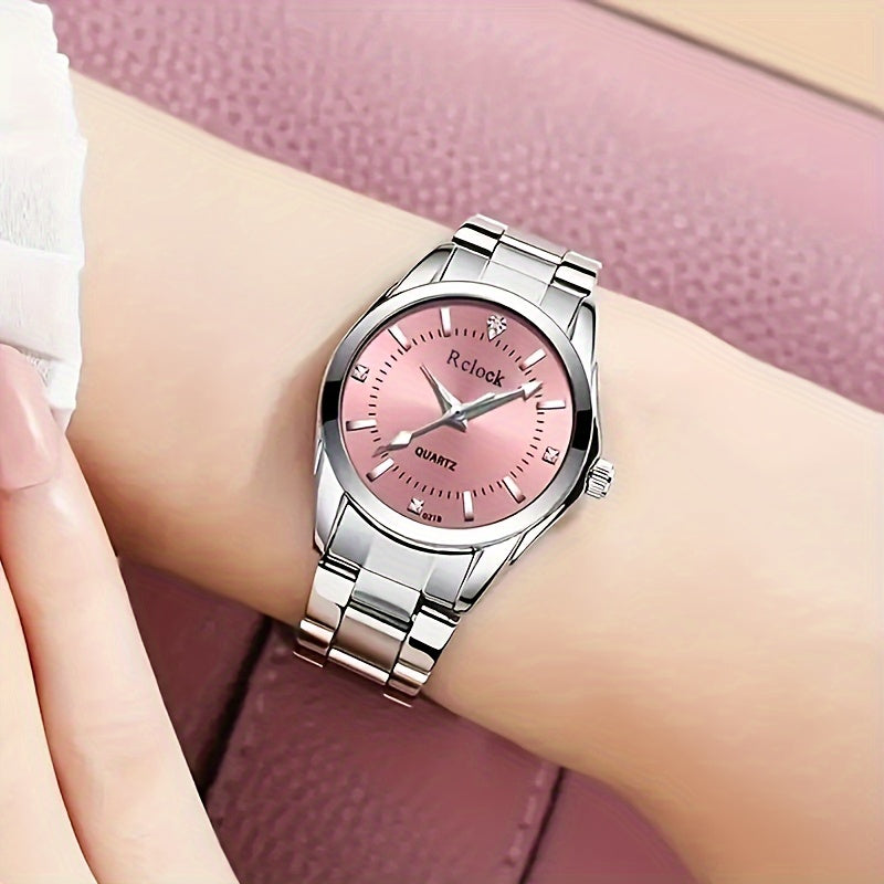 Women's Quartz Watch Sleek Round Alloy Case Non-Rechargeable Battery Multifunctional