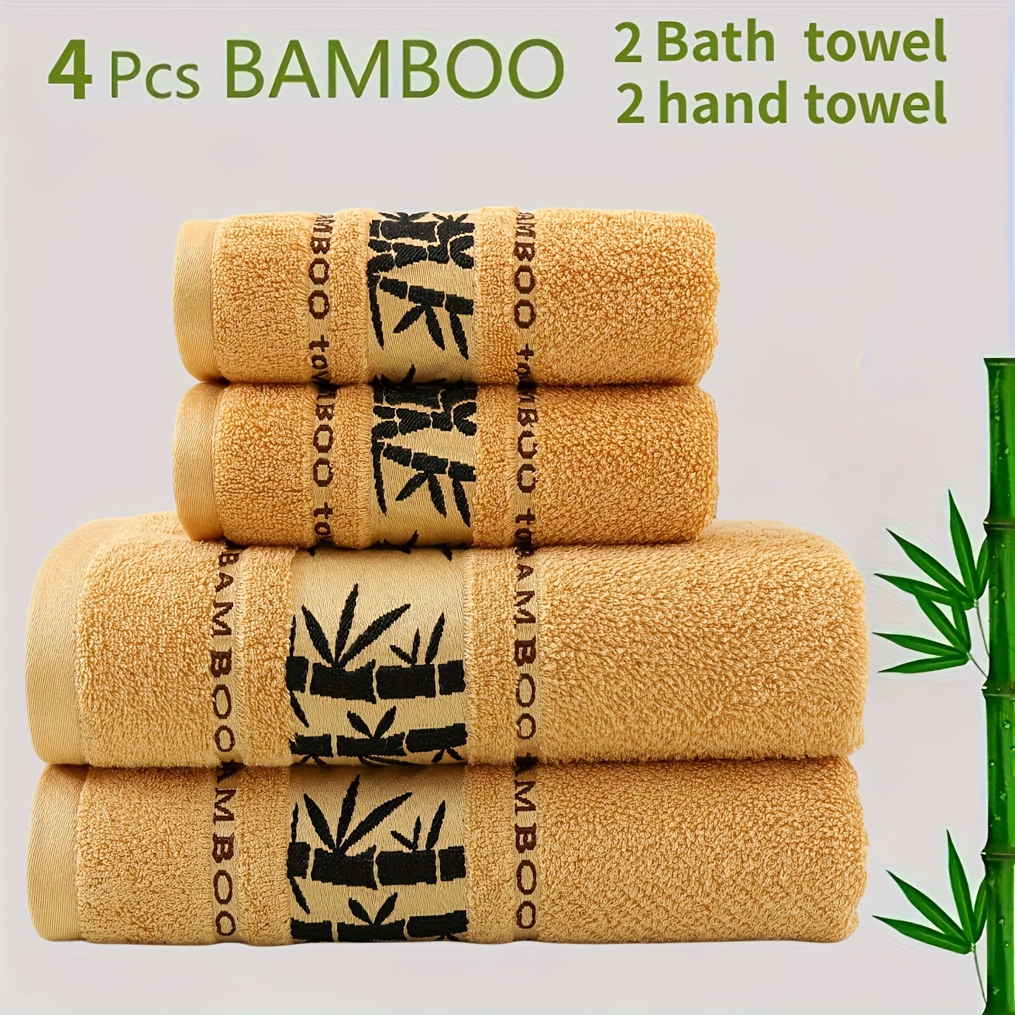 Комплект полотенец из 4-х предметов Self Flying Bamboo Fiber включает 2 полотенца для рук и 2 банных полотенца. Впитывающие, быстро сохнущие, супер мягкие и дружелюбные к коже. Идеально подходит для использования в ванной комнате дома.