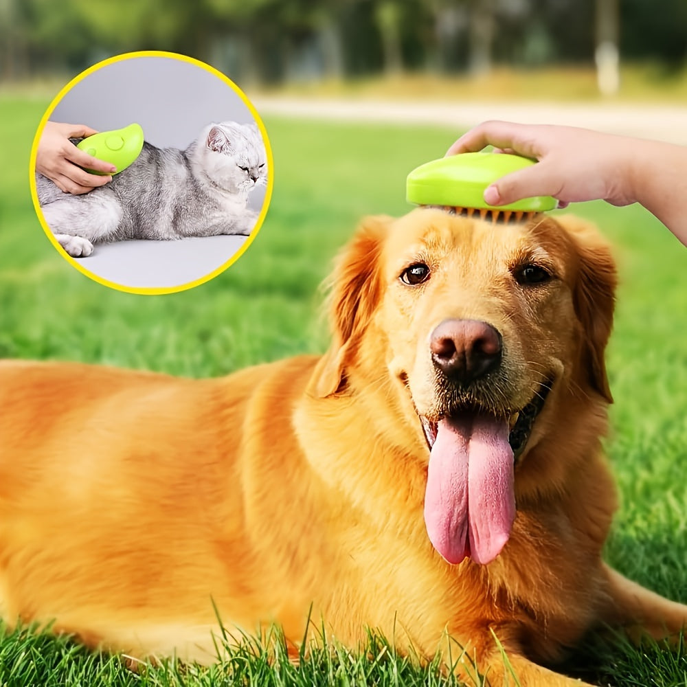 Self-Cleaning Cat and Dog Steam Grooming Brush Silicone Pet Hair Remover Massager
