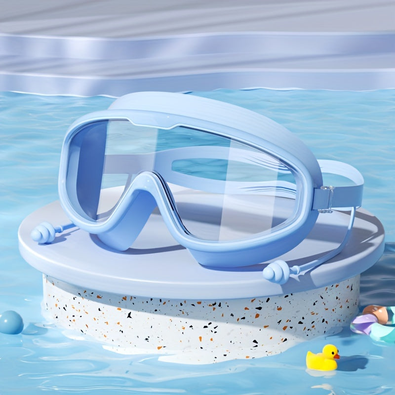 Large Frame Waterproof Swimming Goggles for Kids with Anti-Fog Technology White