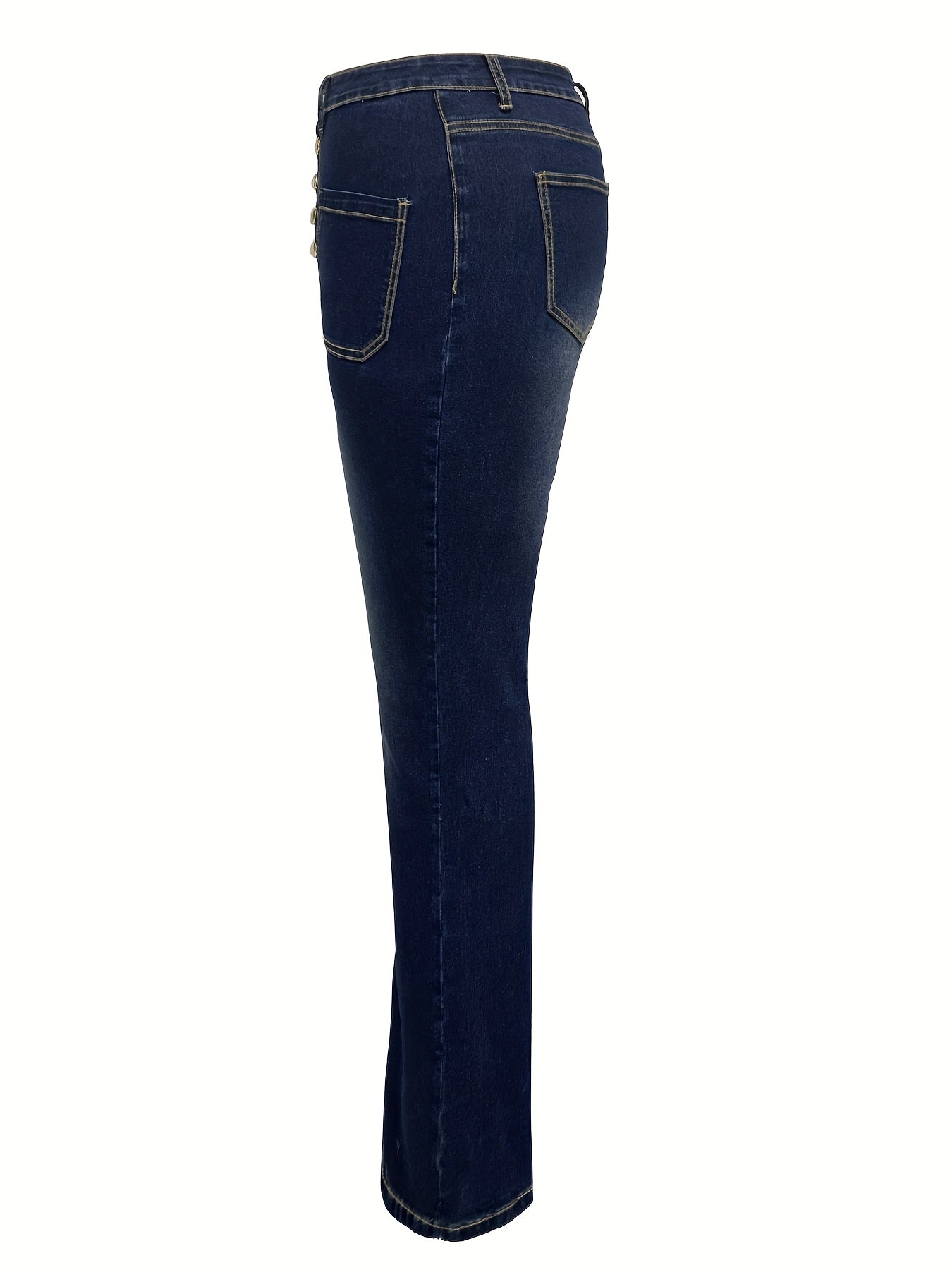 Women's Plus Size High-Waisted Jeans Solid Color All-Season Woven Fabric