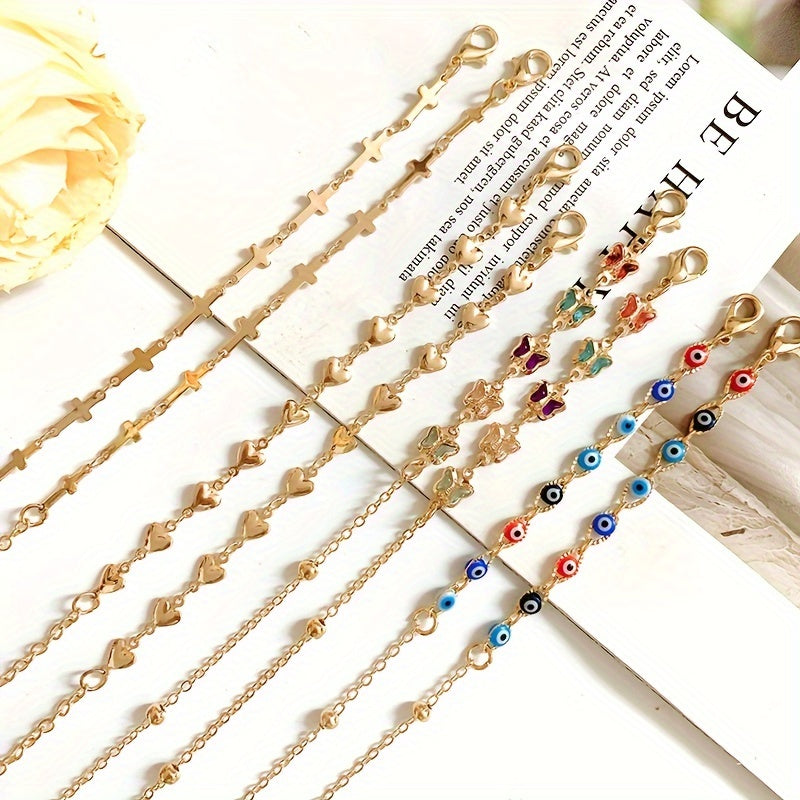 Set of 4 Butterfly Cross Eyewear Chains with Lanyard and Mask Rope Accessories