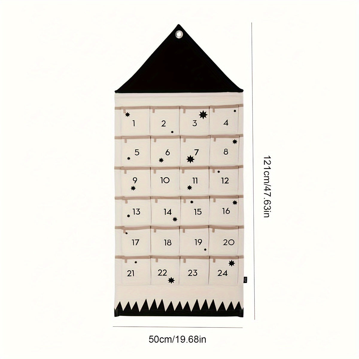 Calendario de adviento festivo de pared, plegable, de poliéster, 24 días de diversión navideña