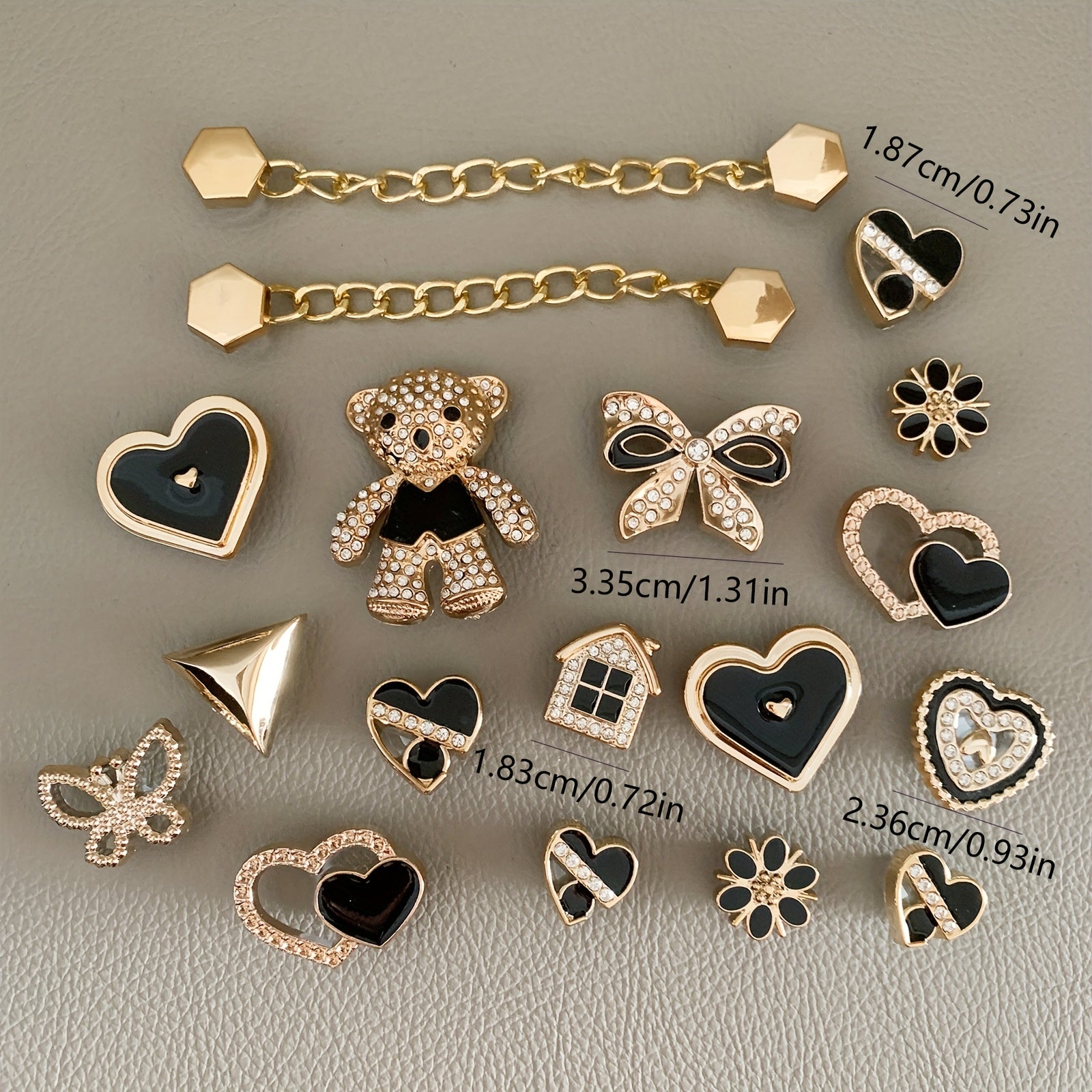 Kids Girls Shoe Charms Set with Bear Bow Hearts Detachable Accessories