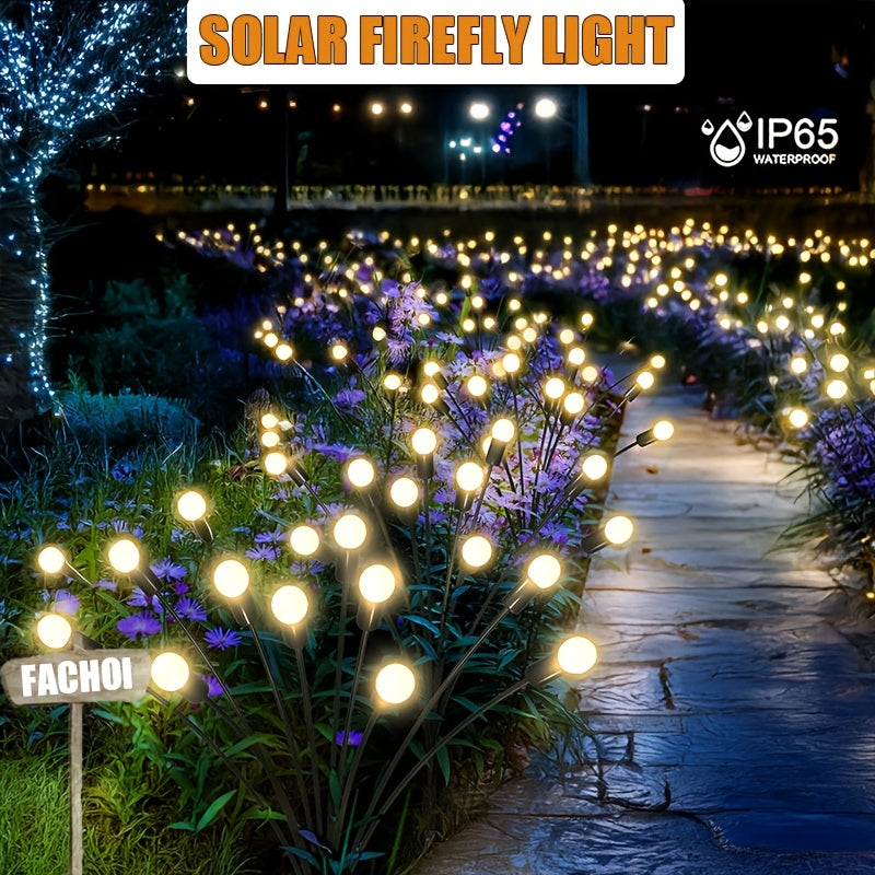 Solar Garden Lights 12 LED Solar Firefly Outdoor Decorative Waterproof Pathway Lawn Yard Patio Warm Multicolor