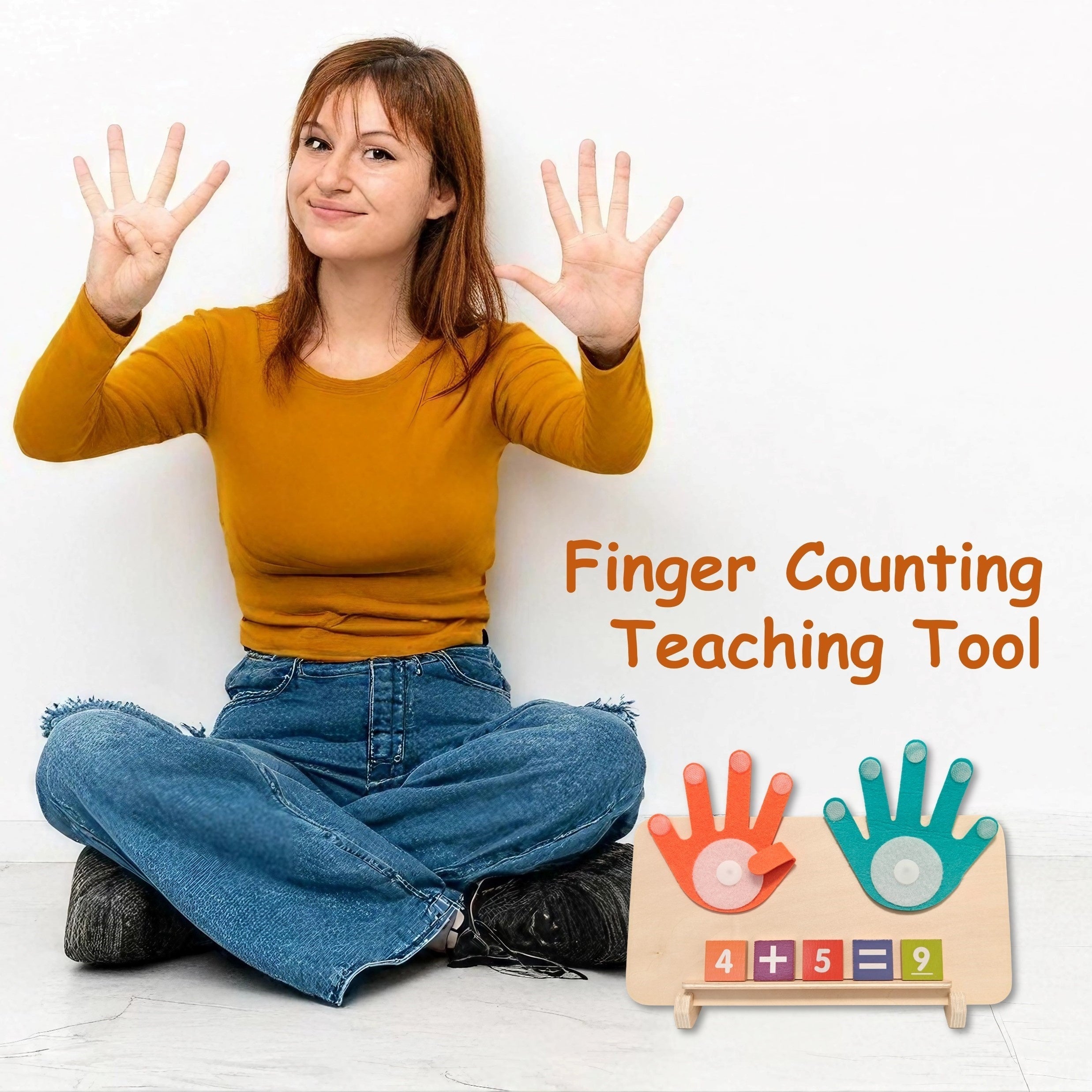 Wooden Finger Math Toy for Kids Educational Counting and Addition Tool Bright Colors