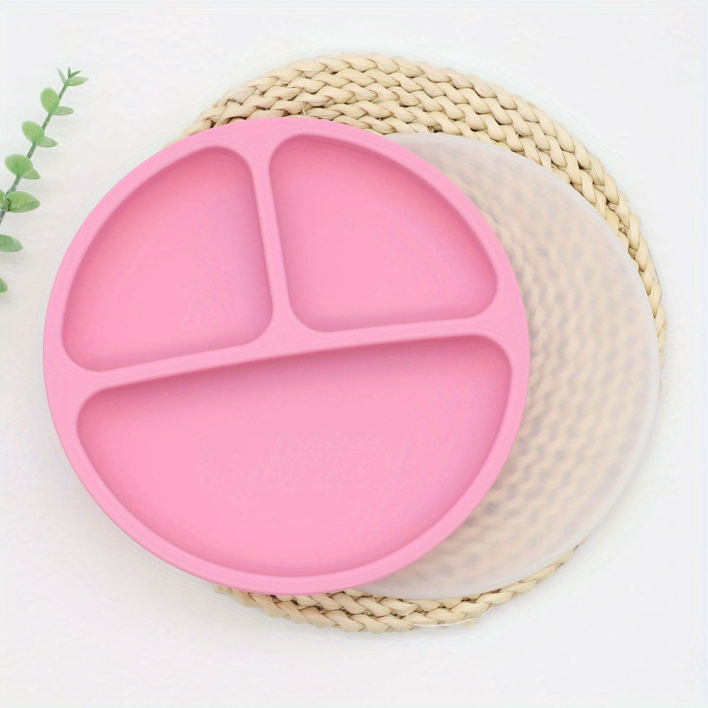 Набор из 2 силиконовых разделенных тарелок с крышкой и присоской для младенцев и малышей | Тарелка остается на месте, безопасна для микроволновой печи и посудомоечной машины | Идеально для привередливых едоков | 100% Силиконовая Конструкция