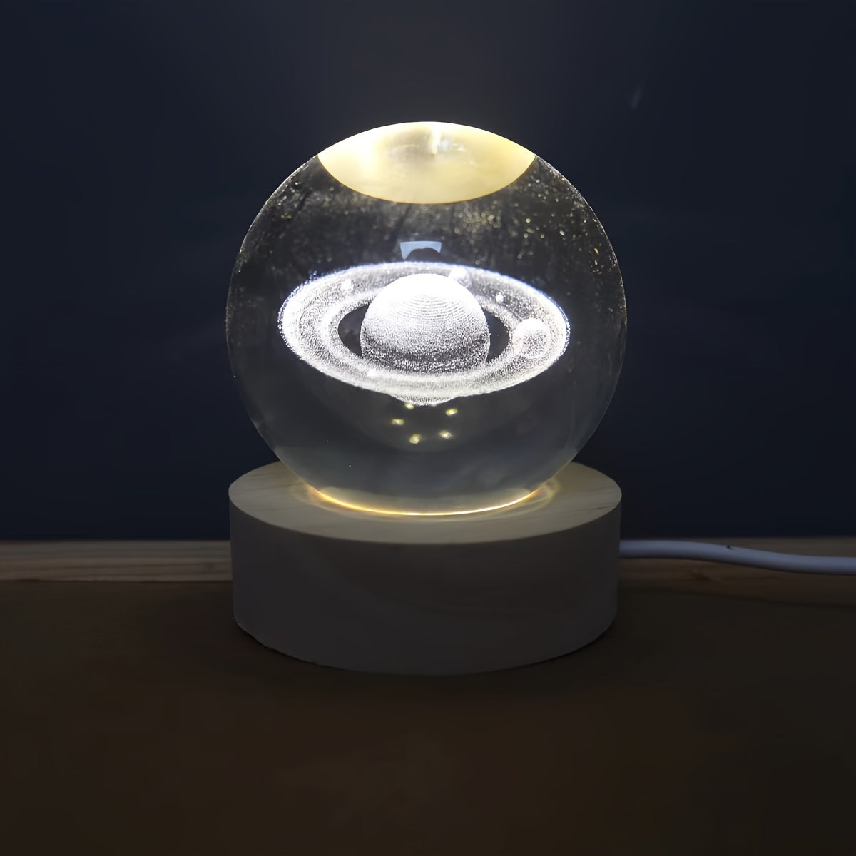 Crystal Saturn Night Light with Celestial Glow for Bedroom Decor