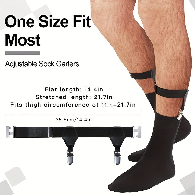 Men's Sock Suspenders Adjustable Sock Holders with Sturdy Clips for Formal and Daily Wear