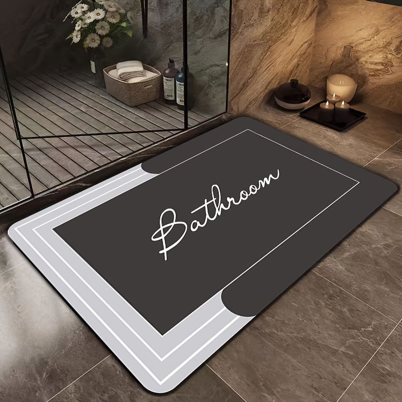 Bath Mat with Geometric Pattern, Anti-Slip, Quick-Dry, Washable, Dirt-Resistant
