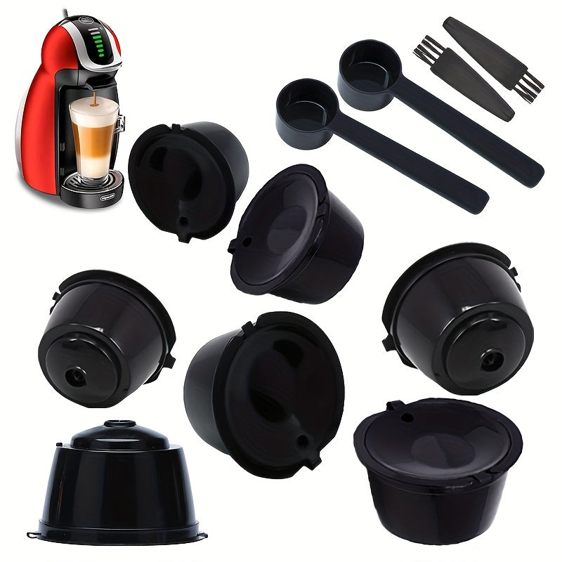 Set of 7 Reusable Coffee Capsules in Various Colors for Espresso and Cappuccino