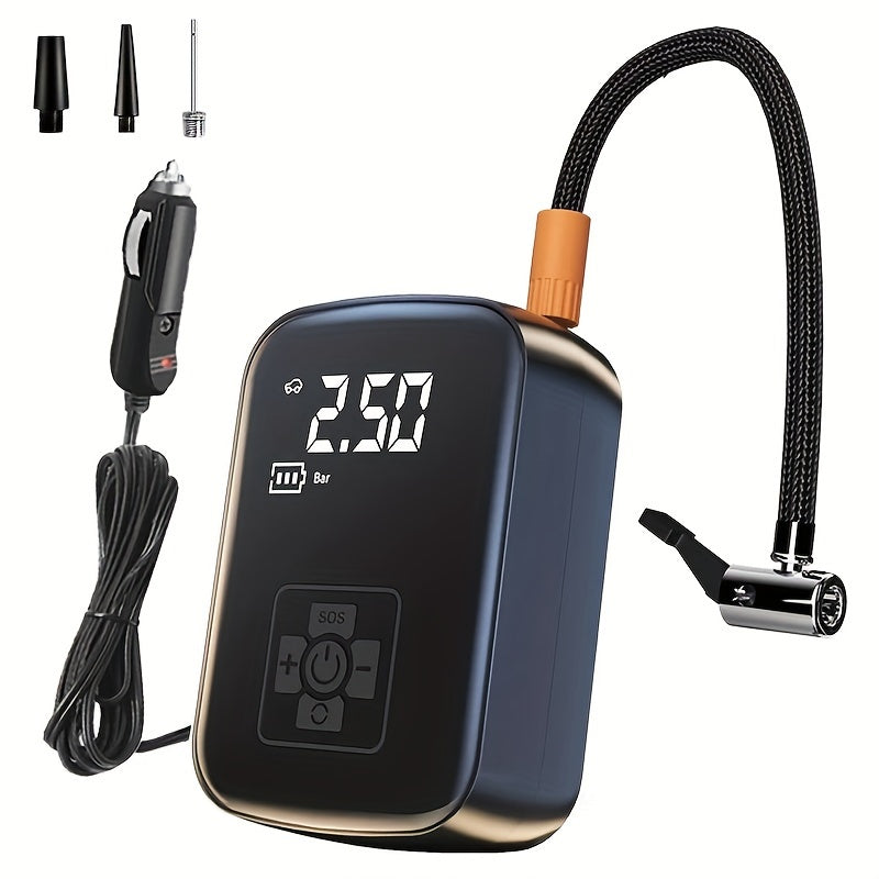 150W Portable Car Tire Inflator with LED Light USB Rechargeable Safe and Efficient