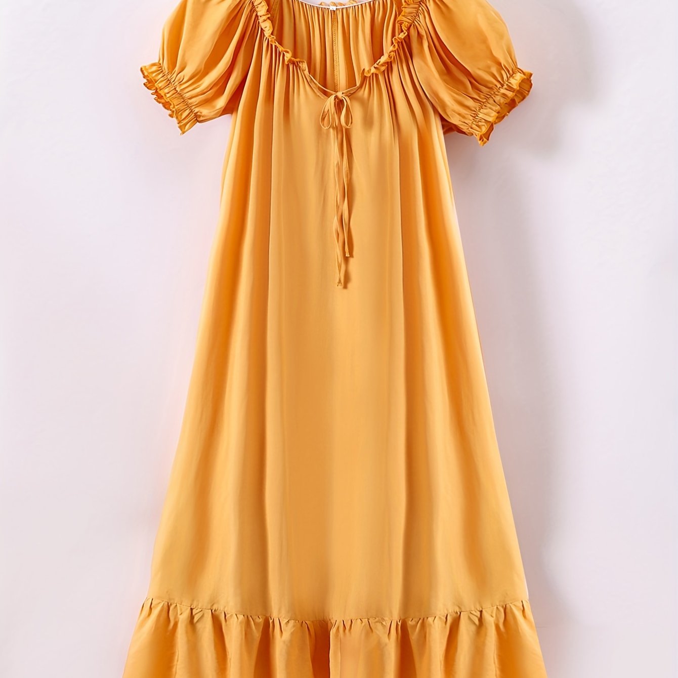 Women's Viscose Nightdress with Lace Trim and Ruffle Hem for Summer