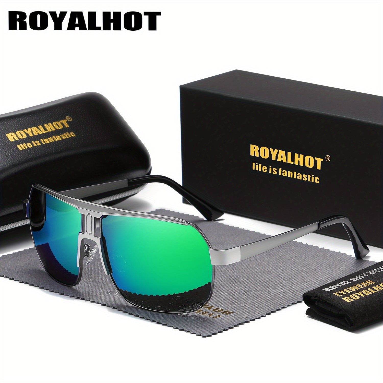 Men Women Polarized Alloy Square Oversized Sunglasses Driving Shades