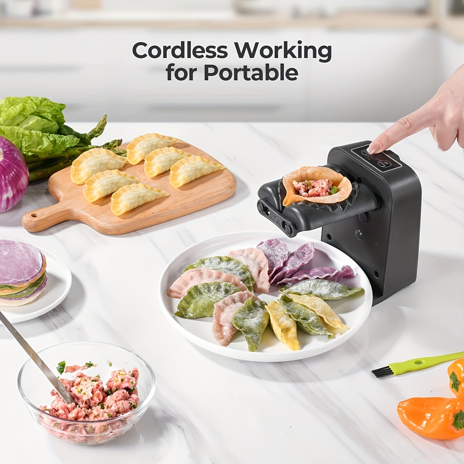 Rechargeable Fully Automatic Dumpling Maker for Home Kitchen Making 1500 Dumplings