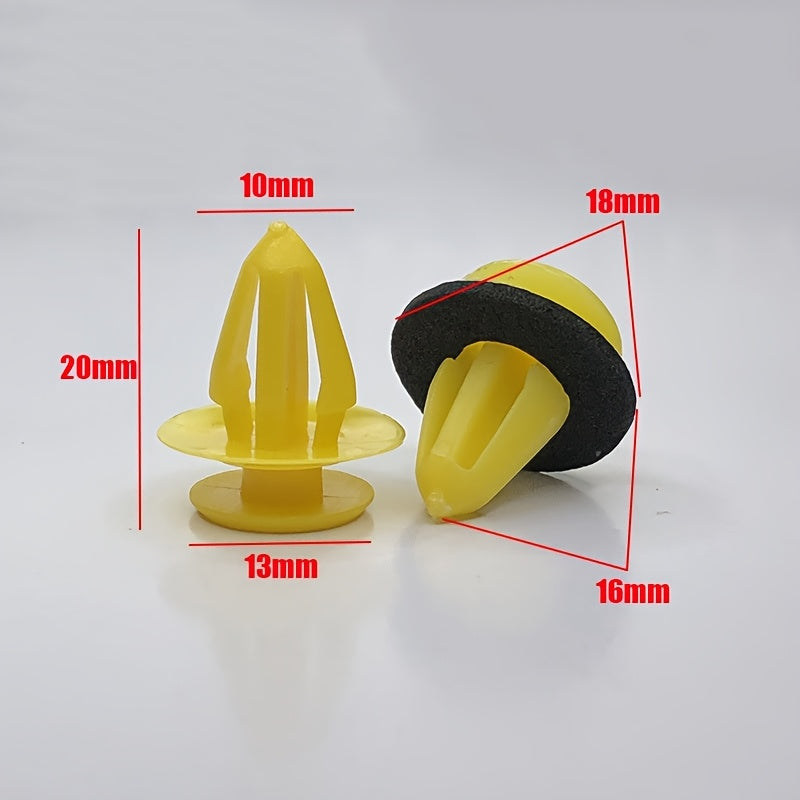 50 piezas de accesorios de plástico amarillo para molduras de coches y camiones duraderos decorativos