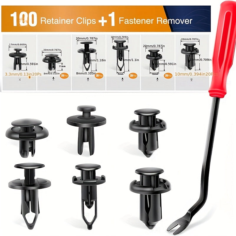 100Pcs Car Bumper Retainer Clips Plastic Auto Trim Fasteners