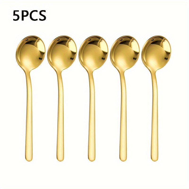 Set of 5 Stainless Steel Coffee and Seasoning Spoons 3.86 Inch Mini Stirring Utensils