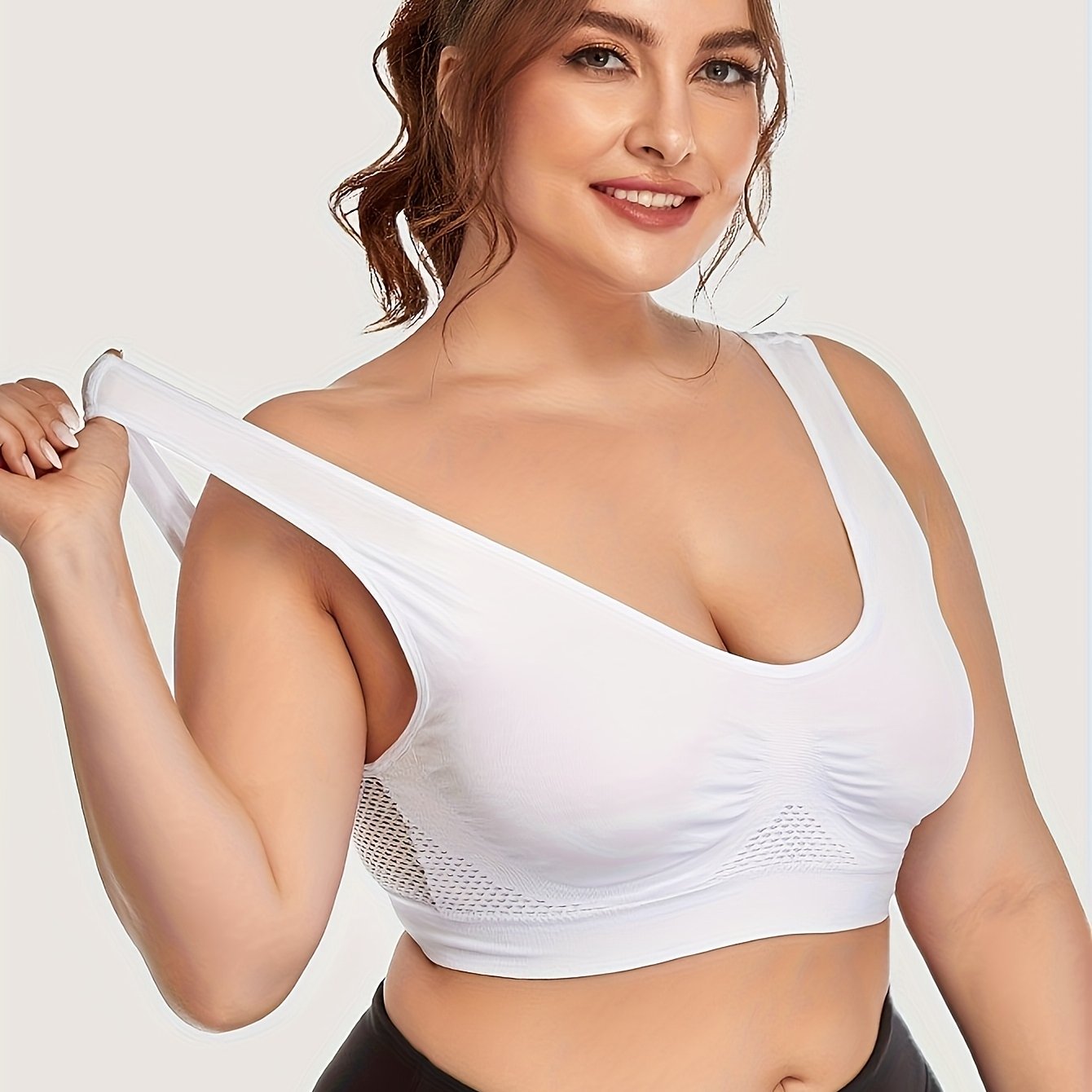 Women's Plus Size Mesh Sports Bra Breathable Underwire Yoga Top