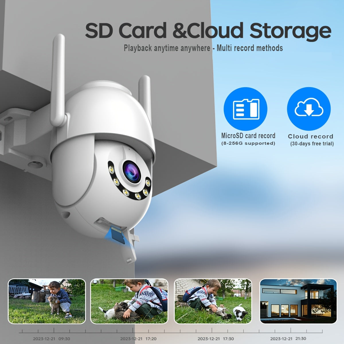 Wireless Security Camera 1080p HD Night Vision Pan Tilt Two-Way Audio Waterproof