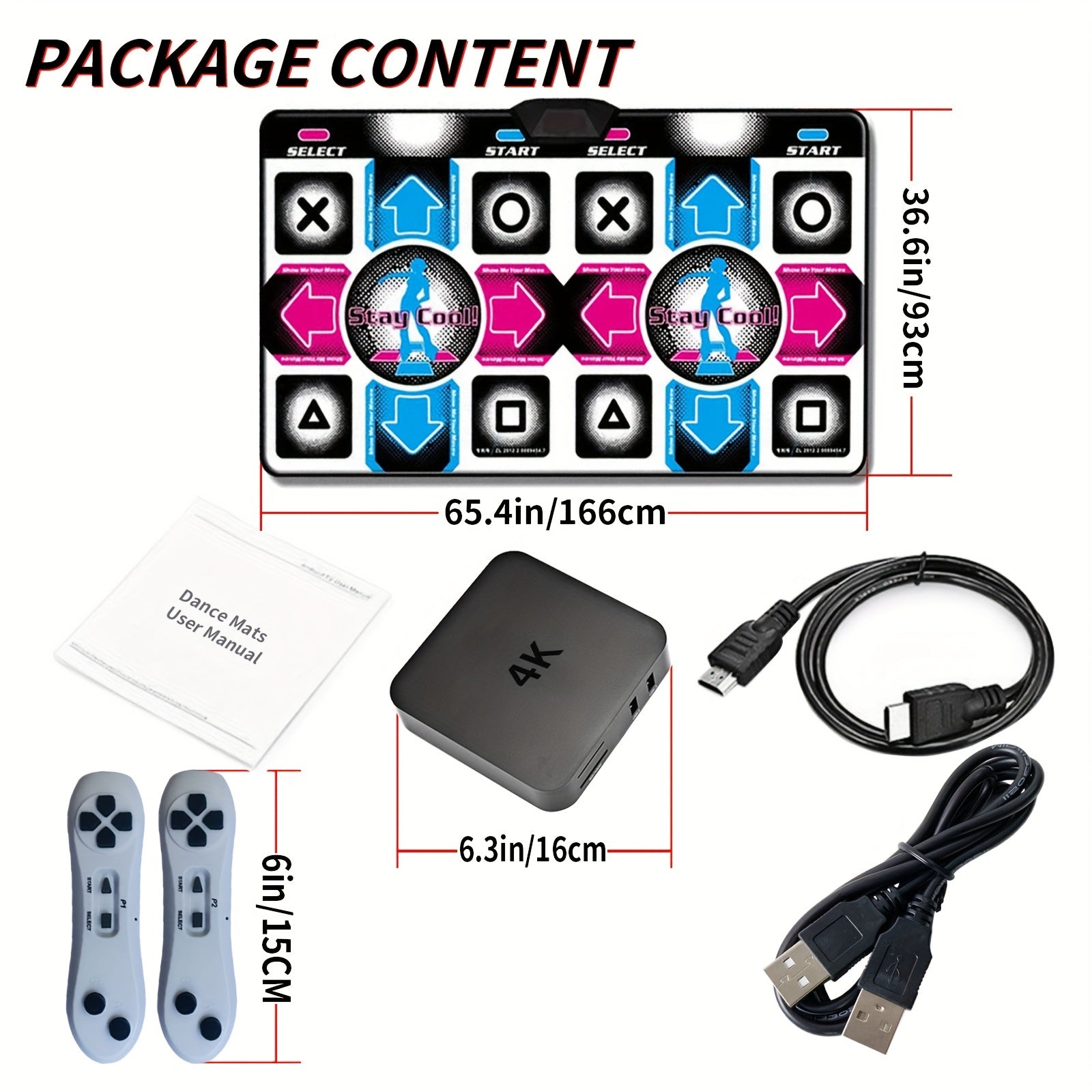 Dual-Player Dance Mat with HD Graphics USB Powered PVC for Ages 3-8