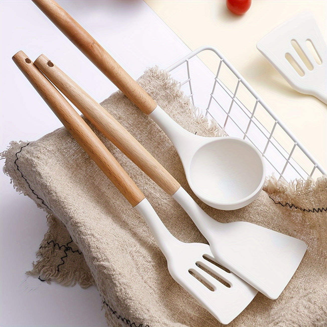 Silicone Spatula with Wooden Handle for Non-Stick Cooking and High Temperatures