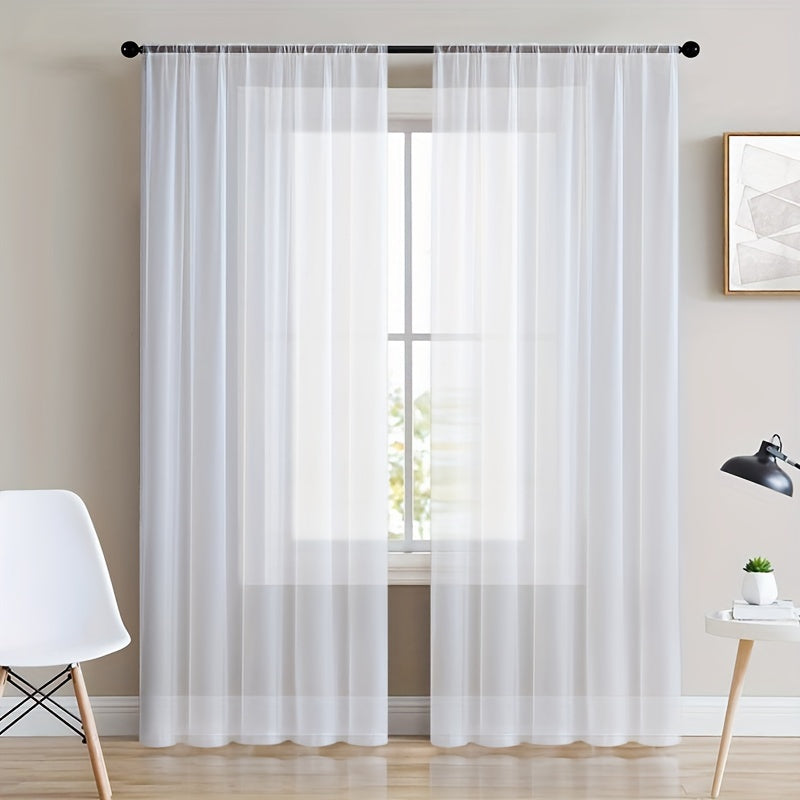 White Chiffon Curtain for Living Room Bedroom Office Cafe Elegant and Easy to Clean