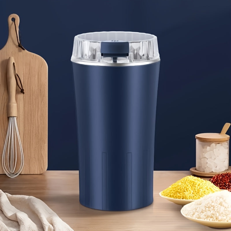 Molino de café eléctrico con enchufe EU y cuchara de cepillo, acero inoxidable, adecuado para granos