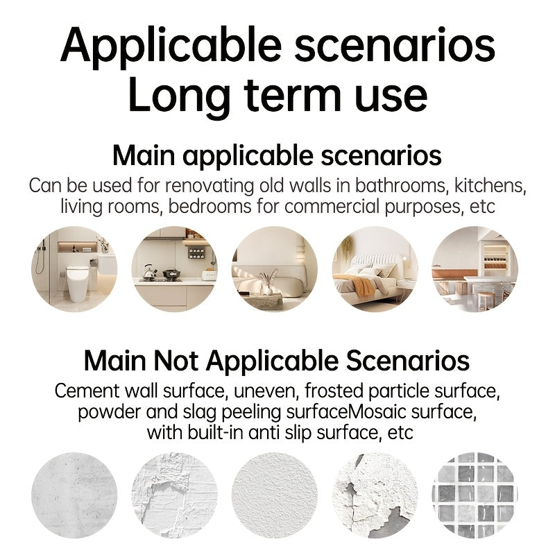 5-Pack White Thermal Insulation Linen Self-Adhesive Wallpaper Vinyl Textured Brick Stone Wood