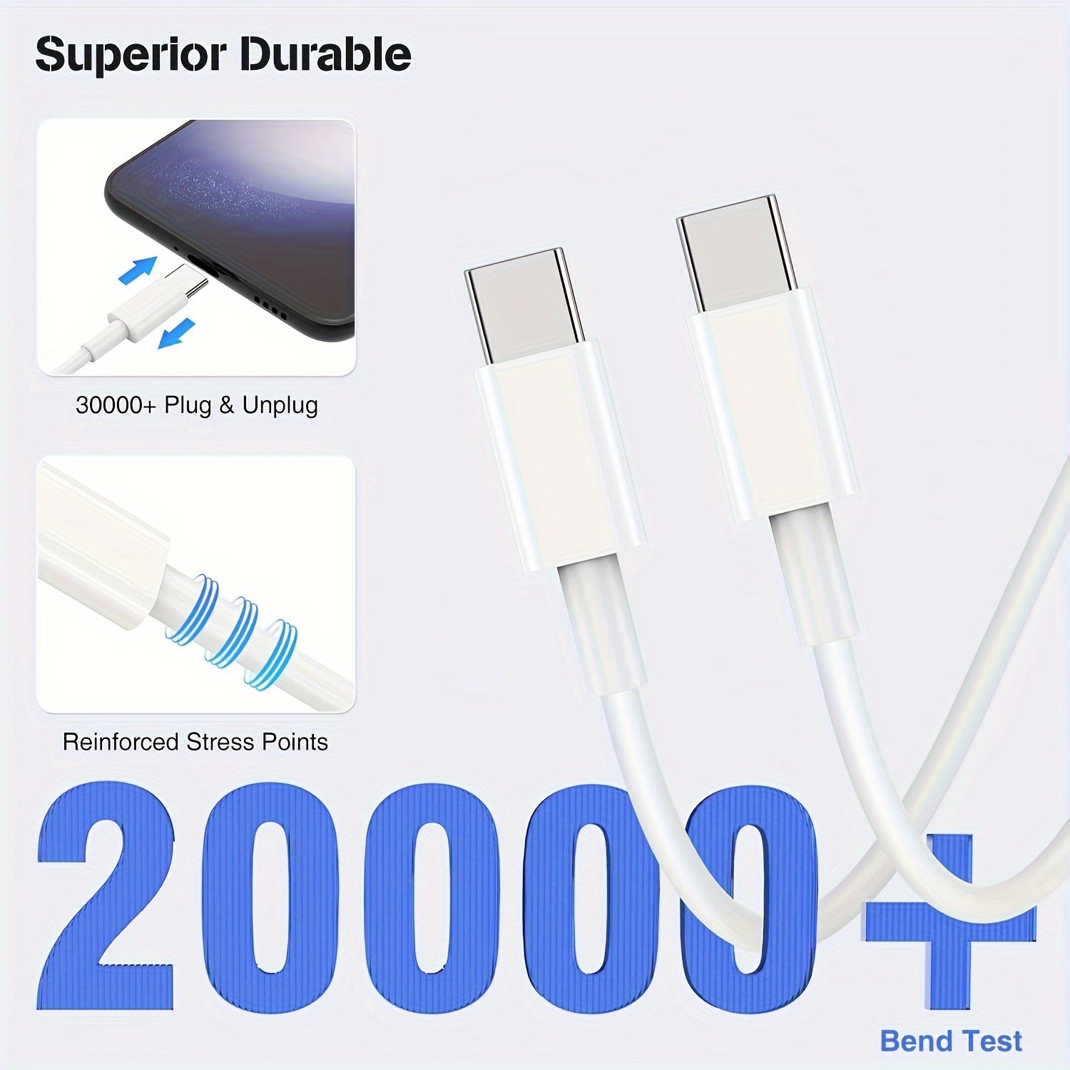 40W Ikki portli USB-C devor zaryadlovchi tez zaryadlash uchun iPhone Samsung bilan 100cm kabelli