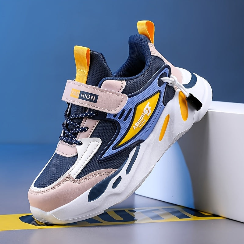 Unisex Geometric Pattern Sneakers for Kids Under 14 with PU Upper EVA Sole and Fabric Insole