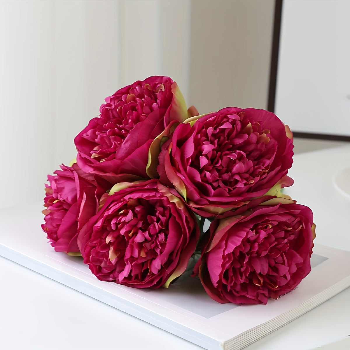 Artificial White Peonies with Wire Stems 32cm for Weddings Home Decor Holidays