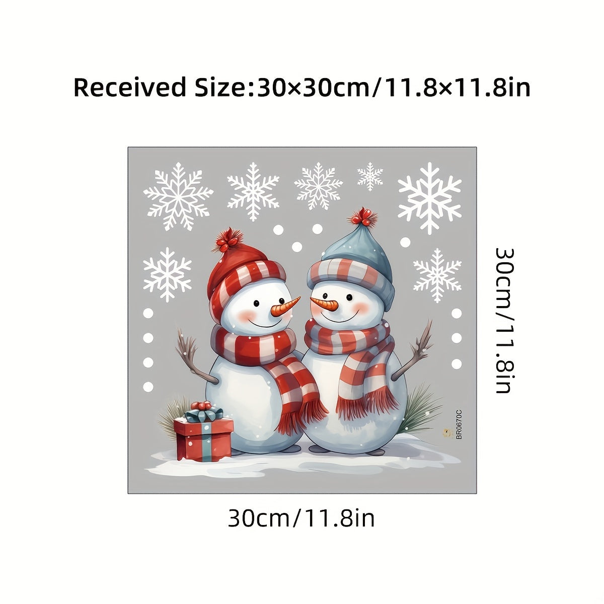 Red and Blue Hat Snowman Christmas Window Decals, PVC Static Cling Stickers