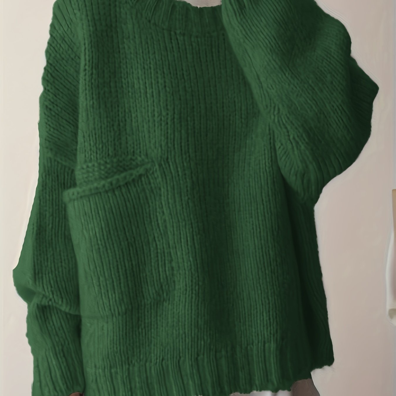 Plus Size Women's Solid Long Sleeve Crew Neck Sweater Fall Winter Casual