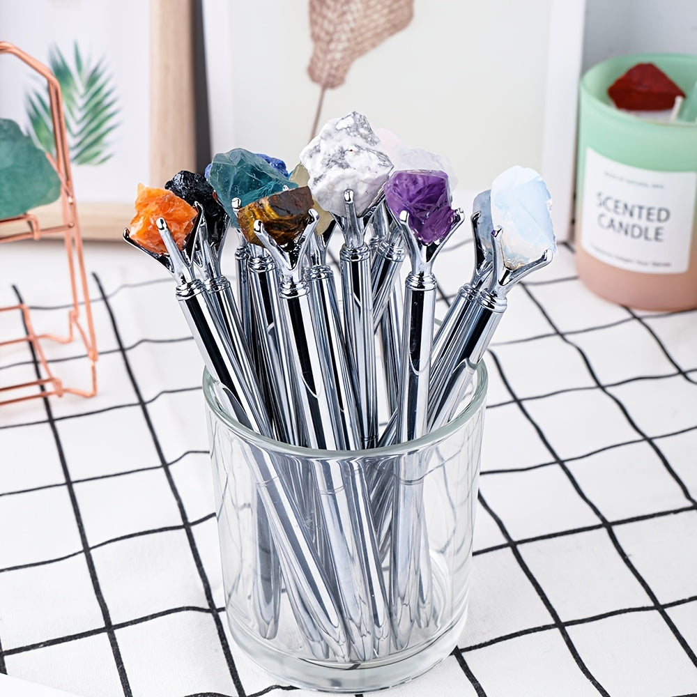 Large Natural Amethyst Crystal Raw Stone Pen Ballpoint for Stationery and Gifts